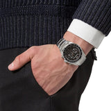 Emporio Armani Tazio Chronograph Black Dial Silver Steel Strap Watch for Men - AR5980