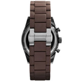 Emporio Armani Tazio Chronograph Black Dial Brown Silicone Strap Watch for Men - AR5990