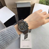Emporio Armani Tazio Chronograph Black Dial Brown Silicone Strap Watch for Men - AR5990