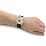 Emporio Armani Luigi Automatic Silver Dial Black Leather Strap Watch For Men - AR60013