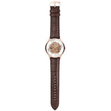 Emporio Armani Meccanico Automatic Silver Dial Brown Leather Strap Watch For Men - AR60039