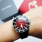 Emporio Armani Meccanico Automatic Red Dial Black Silicon Strap Watch For Men - AR60070