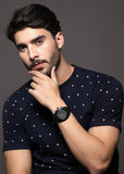 Emporio Armani Sportivo Chronograph Black Dial Black Leather Strap Watch for Men - AR6061