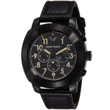 Emporio Armani Sportivo Chronograph Black Dial Black Leather Strap Watch for Men - AR6061