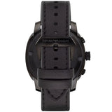 Emporio Armani Sportivo Chronograph Black Dial Black Leather Strap Watch for Men - AR6061