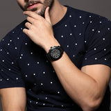 Emporio Armani Sportivo Chronograph Black Dial Black Leather Strap Watch for Men - AR6061