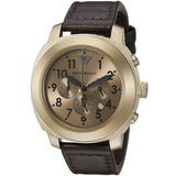 Emporio Armani Sportivo Chronograph Gold Dial Brown Leather Strap Watch for Men - AR6062