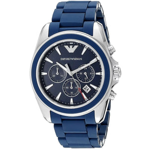 Emporio Armani Sigma Chronograph Blue Dial Blue Silicone Strap Watch for Men - AR6068