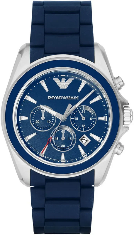 Emporio Armani Sigma Chronograph Blue Dial Blue Silicone Strap Watch for Men - AR6068