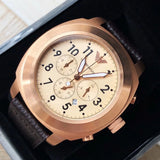 Emporio Armani Ruggero Chronograph Rose Gold Dial Black Leather Strap Watch for Men - AR6087