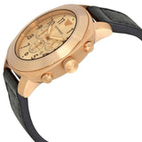 Emporio Armani Ruggero Chronograph Rose Gold Dial Black Leather Strap Watch for Men - AR6087