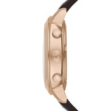 Emporio Armani Ruggero Chronograph Rose Gold Dial Black Leather Strap Watch for Men - AR6087