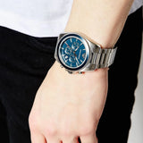 Emporio Armani Sportivo Chronograph Blue Dial Silver Steel Strap Watch For Men - AR6091