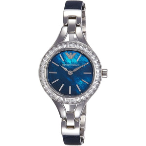 Emporio Armani Chiara Blue Dial Blue Leather Strap Watch for Women - AR7330