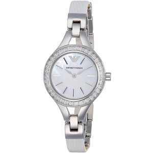Emporio Armani Chiara Mother of Pearl Dial White Leather Strap Watch for Women - AR7353