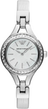 Emporio Armani Chiara Mother of Pearl Dial White Leather Strap Watch for Women - AR7353