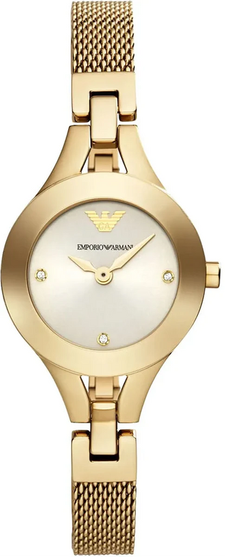 Emporio Armani Chiara Silver Dial Gold Steel Strap Watch for Women - AR7363