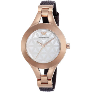 Emporio Armani Chiara Silver Dial Brown Leather Strap Watch for Women - AR7431
