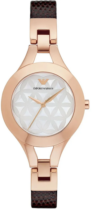 Emporio Armani Chiara Silver Dial Brown Leather Strap Watch for Women - AR7431