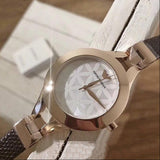 Emporio Armani Chiara Silver Dial Brown Leather Strap Watch for Women - AR7431