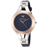 Emporio Armani Chiara Two Tone Dial Black Leahter Strap Watch for Women  - AR7436