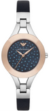 Emporio Armani Chiara Two Tone Dial Black Leahter Strap Watch for Women  - AR7436