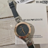Emporio Armani Chiara Two Tone Dial Black Leahter Strap Watch for Women  - AR7436