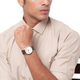 Emporio Armani Kappa Quartz White Dial Brown Leather Strap Watch For Men - AR80006
