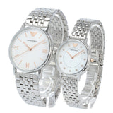 Emporio Armani Kappa Quartz White Dial Silver Steel Strap Watch For Men - AR80014