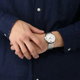 Emporio Armani Kappa Quartz White Dial Silver Steel Strap Watch For Men - AR80014
