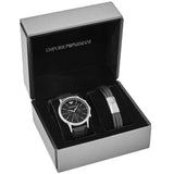 Emporio Armani Renato Chronograph Black Dial Black Leather Strap Watch for Men - AR8034