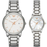 Emporio Armani Quartz White Dial Silver Steel Strap Watch For Men - AR90000