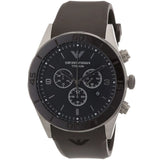 Emporio Armani Sportivo Chronograph Black Dial Brown Silicone Strap Watch for Men - AR9501
