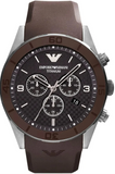 Emporio Armani Sportivo Chronograph Black Dial Brown Silicone Strap Watch for Men - AR9501