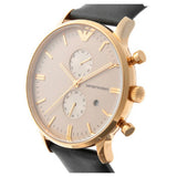Emporio Armani Gianni Beige Dial Grey Leather Strap Watch For Men - AR0386