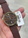 Emporio Armani Alpha Large Chronograph Brown Dial Brown Leather Strap Watch for Men - AR1793