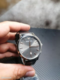 Emporio Armani Ruggero Grey Dial Black Leather Strap Watch for Men  - AR11277