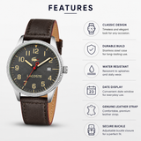 Lacoste Vienna Blue Dial Brown Leather Strap Watch for Men - 2011046