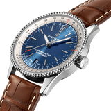 Breitling Navitimer Automatic 38mm Blue Dial Brown Leather Strap Mens Watch - A17325211C1P2