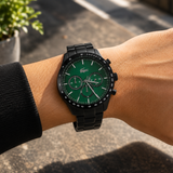 Lacoste Boston Green Dial Black Steel Strap Watch for Men - 2011270