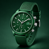 Lacoste 12.12 Chronograph Green Dial Green Silicone Strap Watch for Men - 2010973