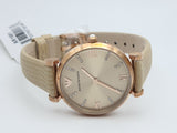 Emporio Armani Gianni T Bar Gunmetal Dial Beige Leather Strap Watch For Women - AR1681
