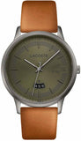 Lacoste Madrid Green Dial Brown Leather Strap Watch for Men - 2011035