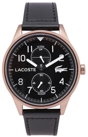 Lacoste Continental Black Dial Black Leather Strap Watch for Men - 2011042