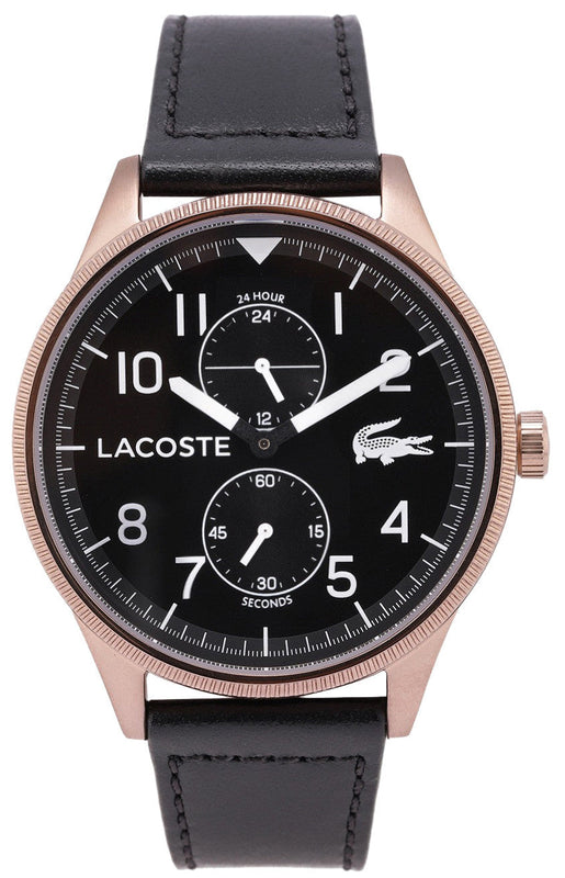 Lacoste Continental Black Dial Black Leather Strap Watch for Men - 2011042
