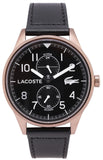 Lacoste Continental Black Dial Black Leather Strap Watch for Men - 2011042