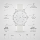 Lacoste 12.12 Move Silver Dial White Silicone Strap Watch for Men - 2011240