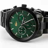 Lacoste Boston Green Dial Black Steel Strap Watch for Men - 2011270
