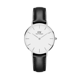 Daniel Wellington Classic Petite York White Dial Black Leather Strap Watch For Women - DW00100188