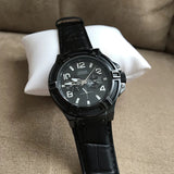 Guess Rigor Analog Black Dial Black Leather Strap Watch For Men - W0040G1